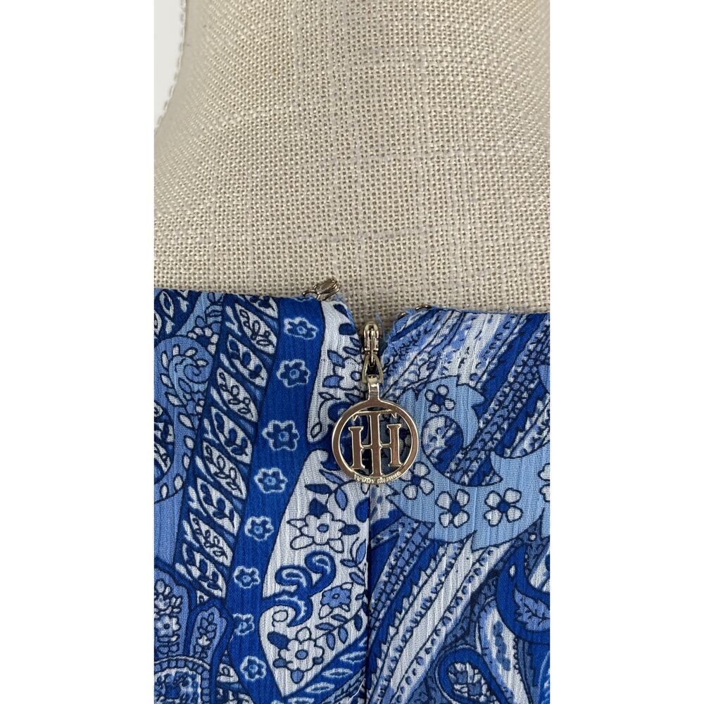 Tommy Hilfiger Paisley Ruffle Mini Dress Blue Womens Size 2 New - Picture 10 of 12